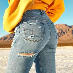 AE Stretch Ripped Mom Jeans